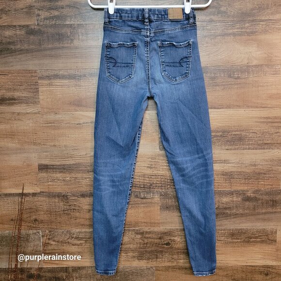 American Eagle Jeans 0 R Curvy Hi Rise Jegging Next Level Stretch Medium Wash - Picture 2 of 12